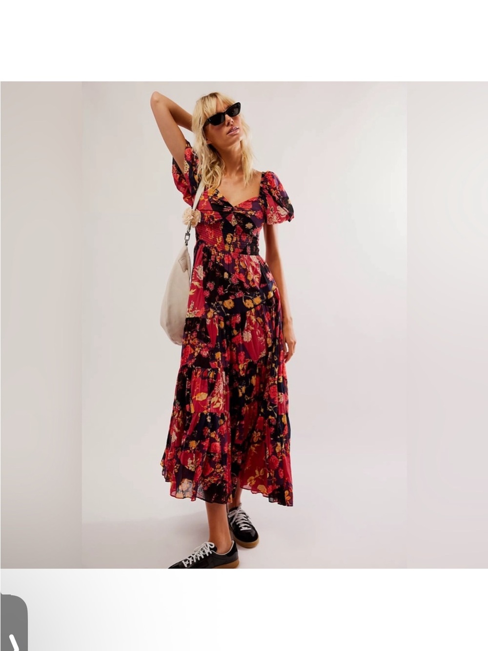 Free People Sundrenched Maxi Dress with Puff Sleeves